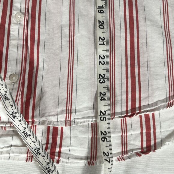 Madewell Womens Medium Button Front Shirt Top Red White Striped Cotton - Picture 6 of 7
